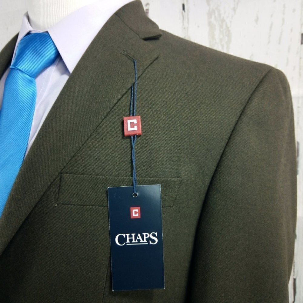 Chaps 40R 2 Button Dark Brown Suit Blazer Sport C